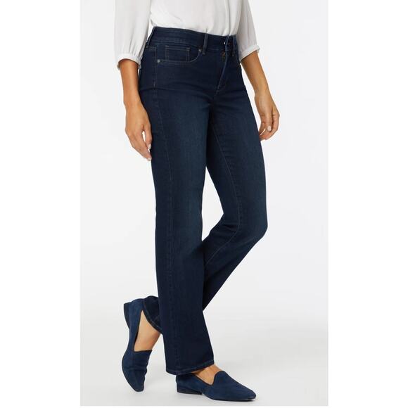 NYDJ Women's Marilyn Straight Stretch Lift Tuck Mid Rise Blue Jeans – Size 6P - Picture 2 of 10